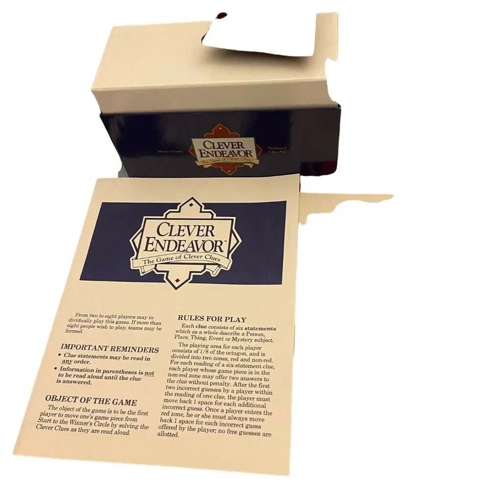 4121 Vintage Clever Endeavor Board Game Delux Edition